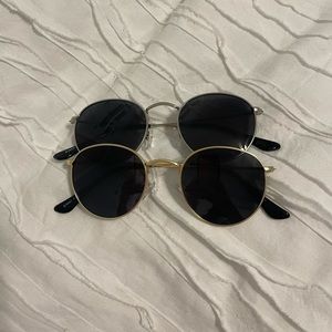 (1) Sliver and (1) Gold round sunglasses